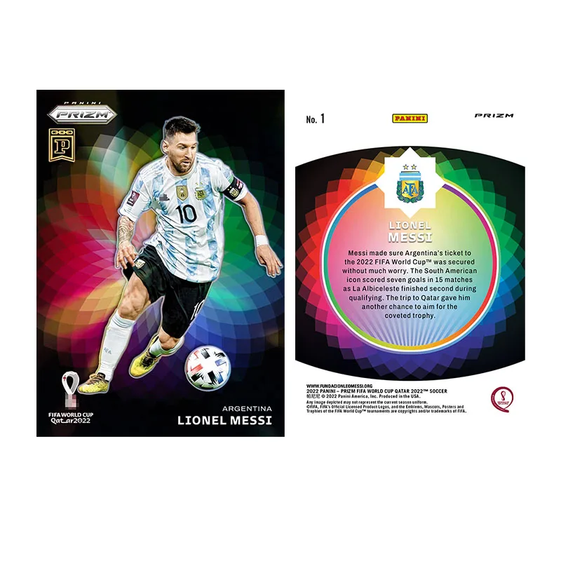 Panini 2022 NFT Prizm FIFA Copa del Mundo Fútbol Messi Cristiano Ronaldo Tarjetas de coleccionista Navidad Cumpleaños Regalos para fanáticos Juguete para niños