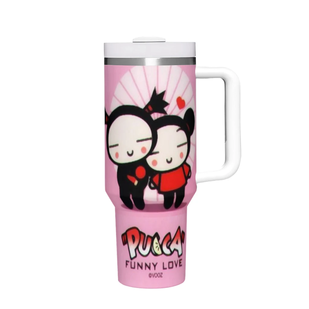 Car Travel Mugs Cute Cartoon Pucca Garu Stainless Steel 304 Tumbler Water Bottle 40oz/1200ml