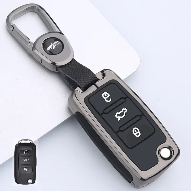 

Zinc Alloy + Silicone Car Key Case For VW Volkswagen Polo Golf 4 5 Passat Beetle Tiguan Seat Leon Altea Skoda Octavia 2 5 Kodiaq