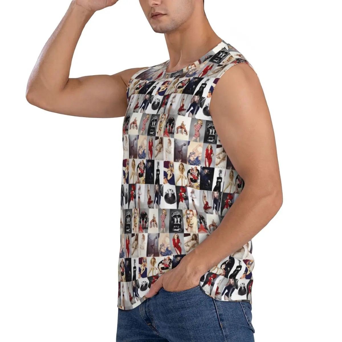 Kylie Minogue Men Sleeveless Tank Tops Quick Dry Breathable Gym Fitness Running Summer Casual Sport Vest