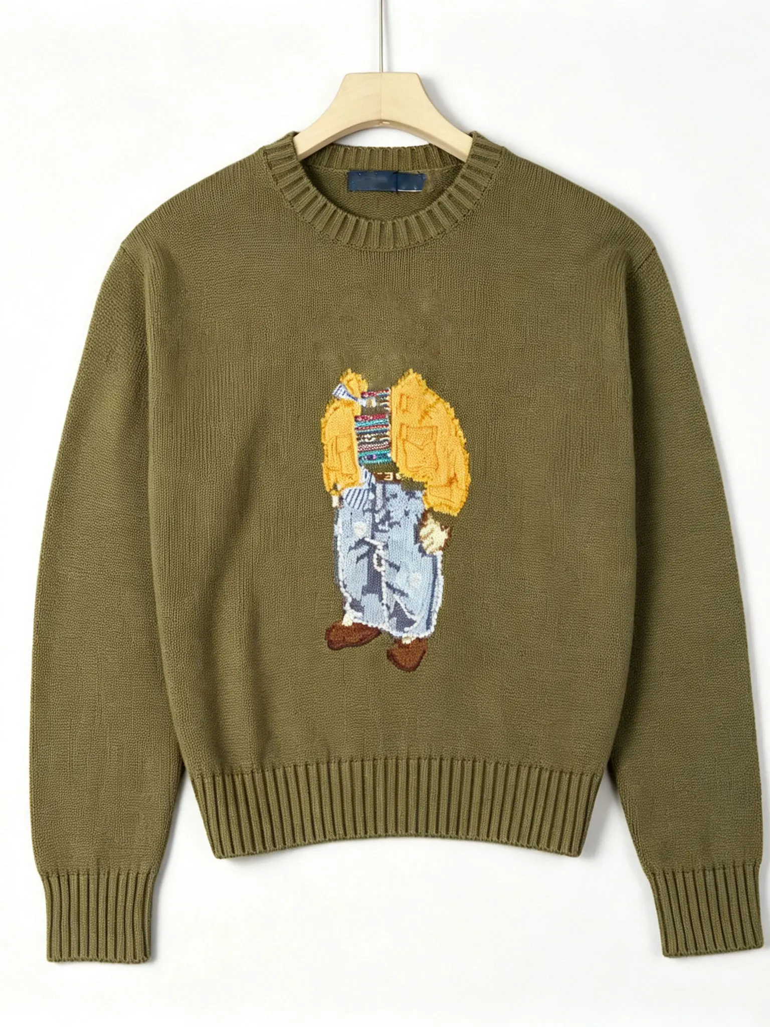 Casual Style Long Sleeve round Neck Knitted Sweater Women's Single Piece Cartoon Embroidery Versatile Top Soft Cozy Winter Fa...