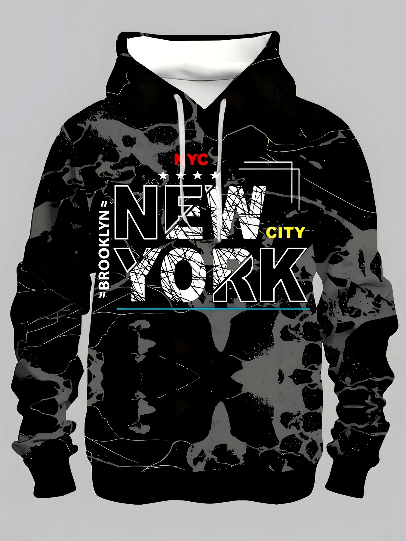 New model: men’s hooded long-sleeve loose-fitting casual printed basic sweatshirt. Perfect for young people in spring, summer, a