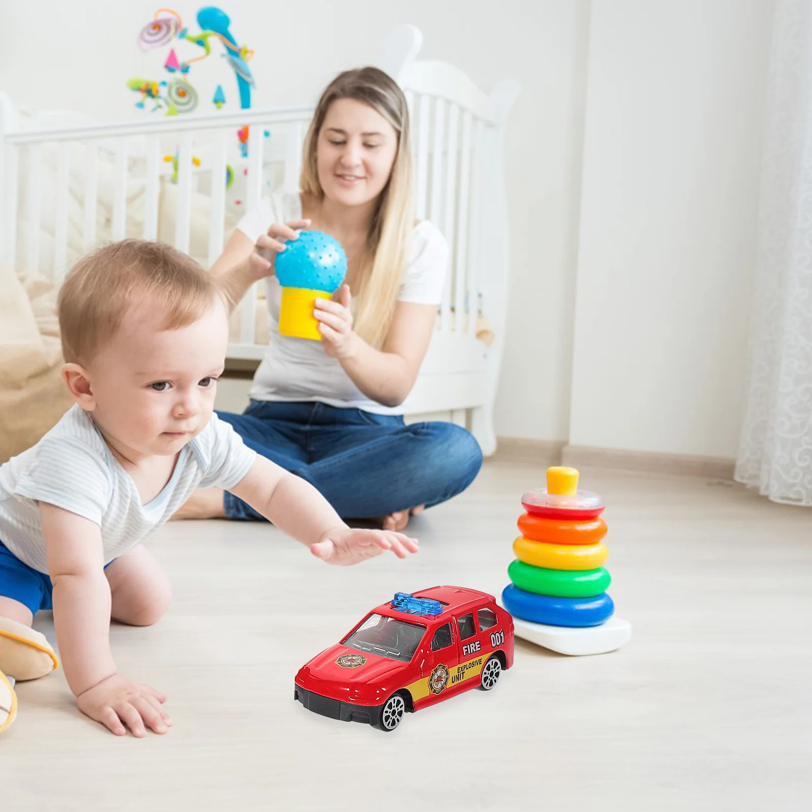 Conjunto de carro de motor de incêndio, 6 peças, liga de controle de inércia, puxar para trás, presentes para crianças, decoração de coleção de festival