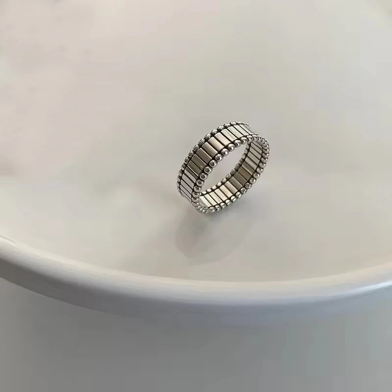 Girlbible 925 Sterling Silver Rings for Women Girl Hip Hop Vintage Couples Creative Strip Design Thai Jewelry Gifts Dropshopping