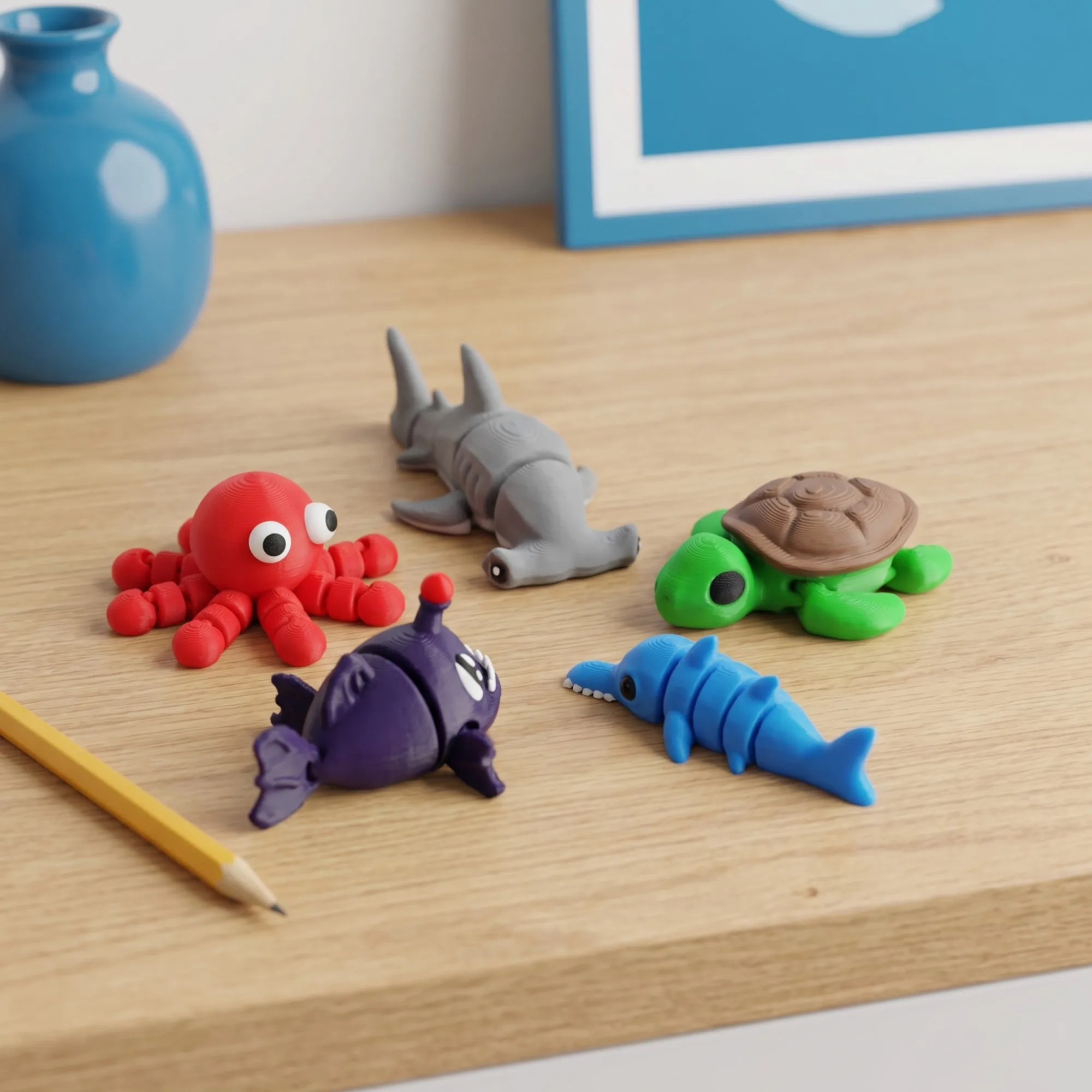 Fantasy 3D Printed Miniature Animal Decorations Bright Mixed Colors Home And Office Decorative Accessories Suitable for Interior