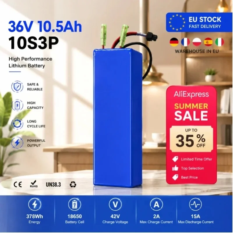EU Schnellversand 36V 7.8Ah 10Ah 10.5Ah 18650 Lithium-Ionen-Akku 10S3P Ersatzakku Kompatibel mit FIIDO D1 D2 D2S D4S Faltbares Elektrofahrrad Akku 15A BMS