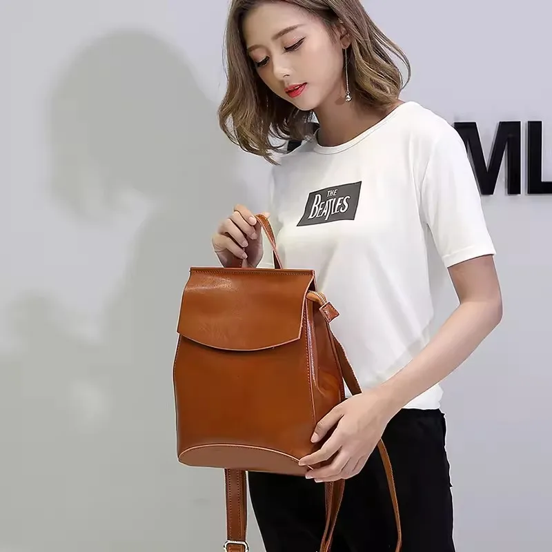 Real Leather Backpack Women Fashion Multi Use Fashion Looking Travelling Daily Wearing Handbag Ladies