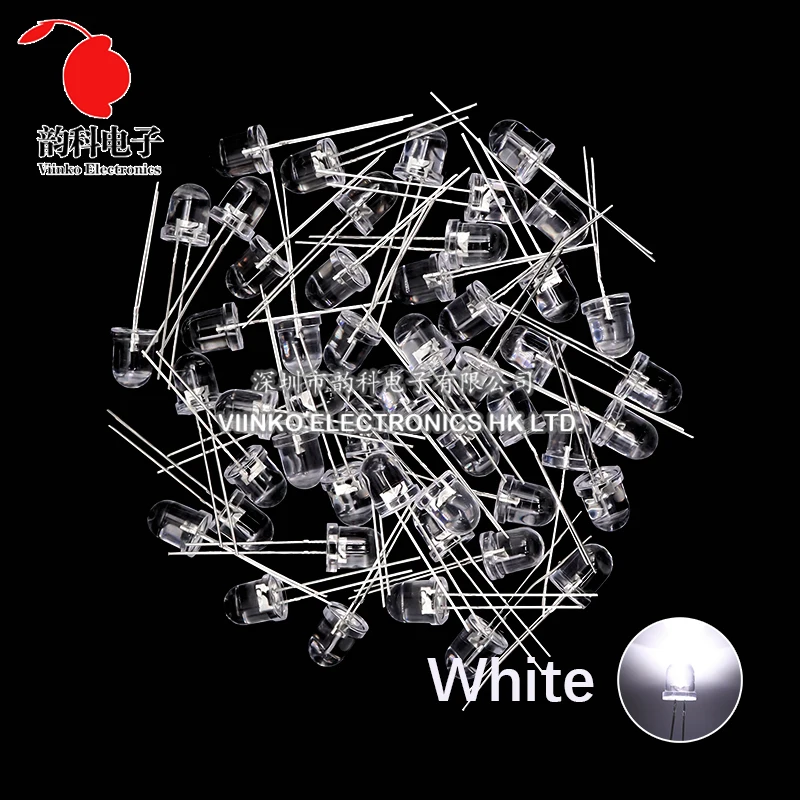 50pcs 8mm LED Diode F8 Assorted Kit White Red Green Blue Yellow DIY Light Emitting Diode