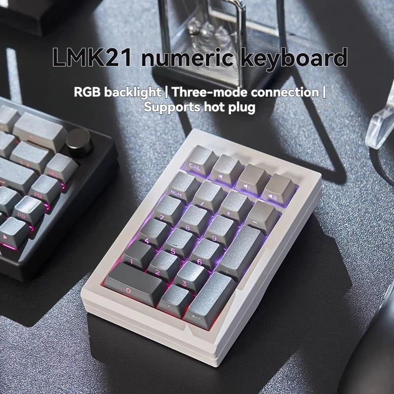 LMK21 Mechanical Numeric Keypad Aluminum Wireless Bluetooth Tri-mode Custom Original Ergonomics Hot Swap RGB Numeric Keypad Kit