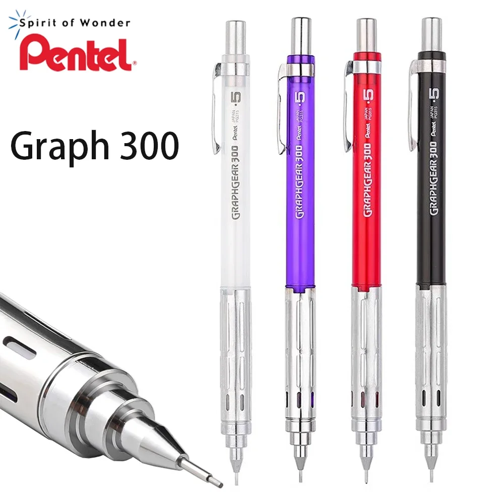 Japan Pentel Mechanical Pencil Graph 300 Series PG315 Low Center of Gravity Metal Handshake Drawing Pencil 0.5mm Art Stationery