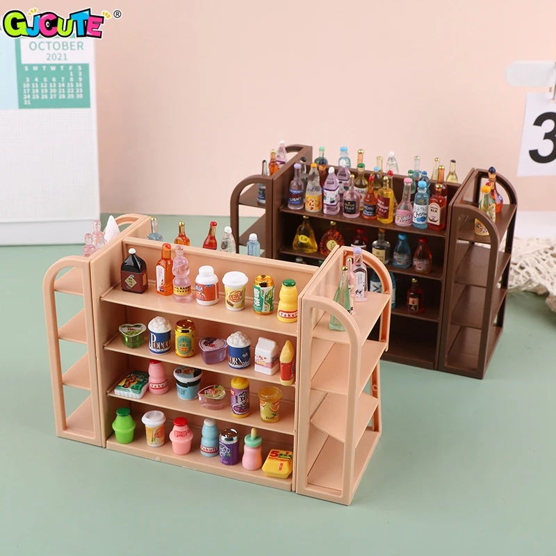 Poppenhuis Decor Accessoires Miniatuur Supermarkt Plank Mini Display Opbergrek Model Speelgoed Poppenhuis Accessoires