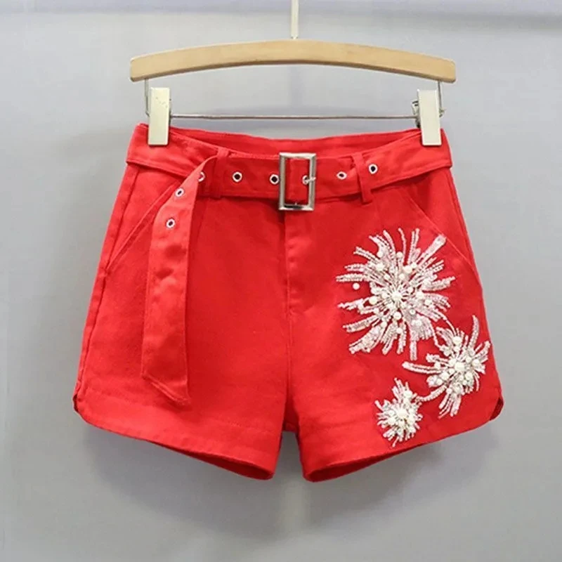 Summer Shorts Women's Streetwear 2026 New Korean version High waist Slim Fashion Sexy Trend Hot Pants With belt Casual Shorts