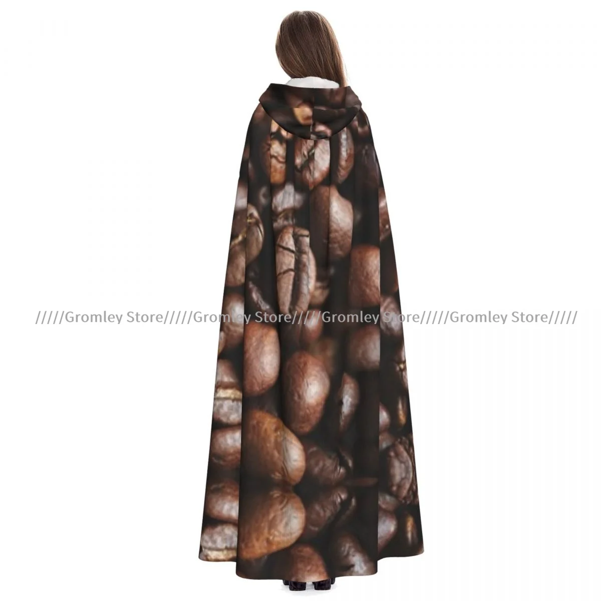 

Fresh Roasted Aromatic Coffee Beans Witch Cloak Hooded Cosplay Costume Halloween Adult Long Party Cape