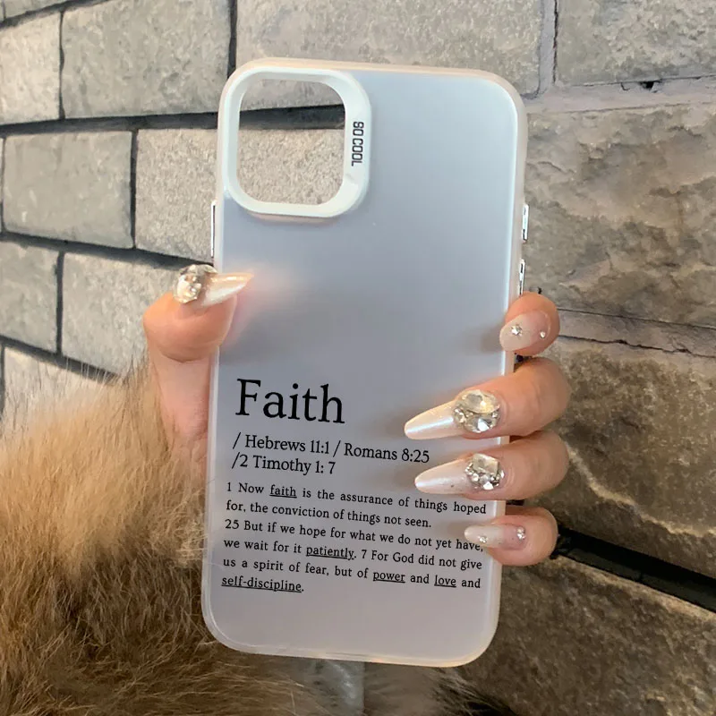 Jesus Faith Quotes Silver Lazer Phone Case Cover for iPhone 15 14 13 12 11 Pro Max XR 7 Plus Case Best Gift for Religion Friend