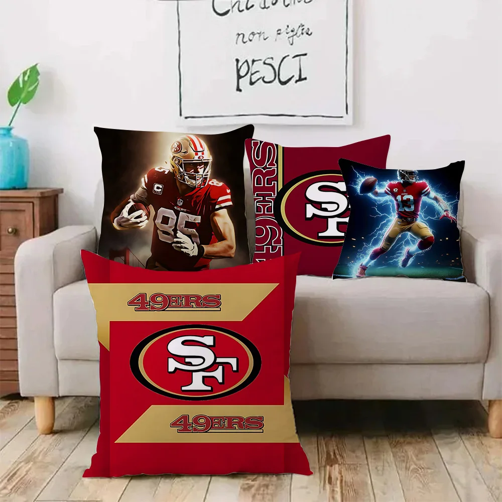 

Pillow Covers Cartoon San Franciscos 49ers Home Sofa Decorative Home Double-sided Printing Short Plush Cute Cushion Cover