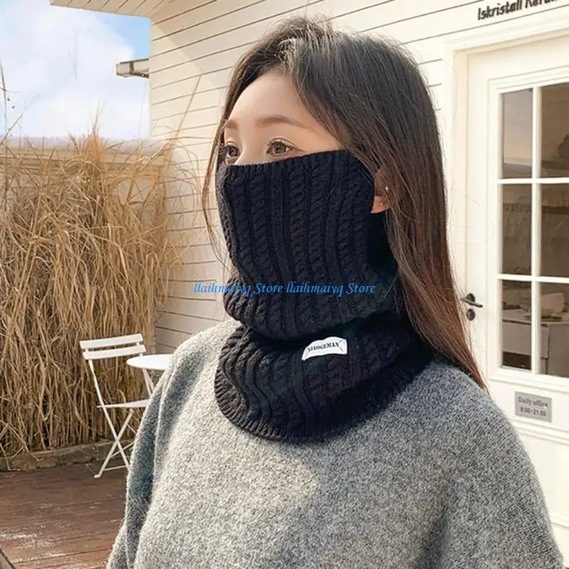 573B Winterproof Knitting Face Mask Scarf Ear Hook Design Warm Neck Protections Neckerchief For Sports Enthusiasts