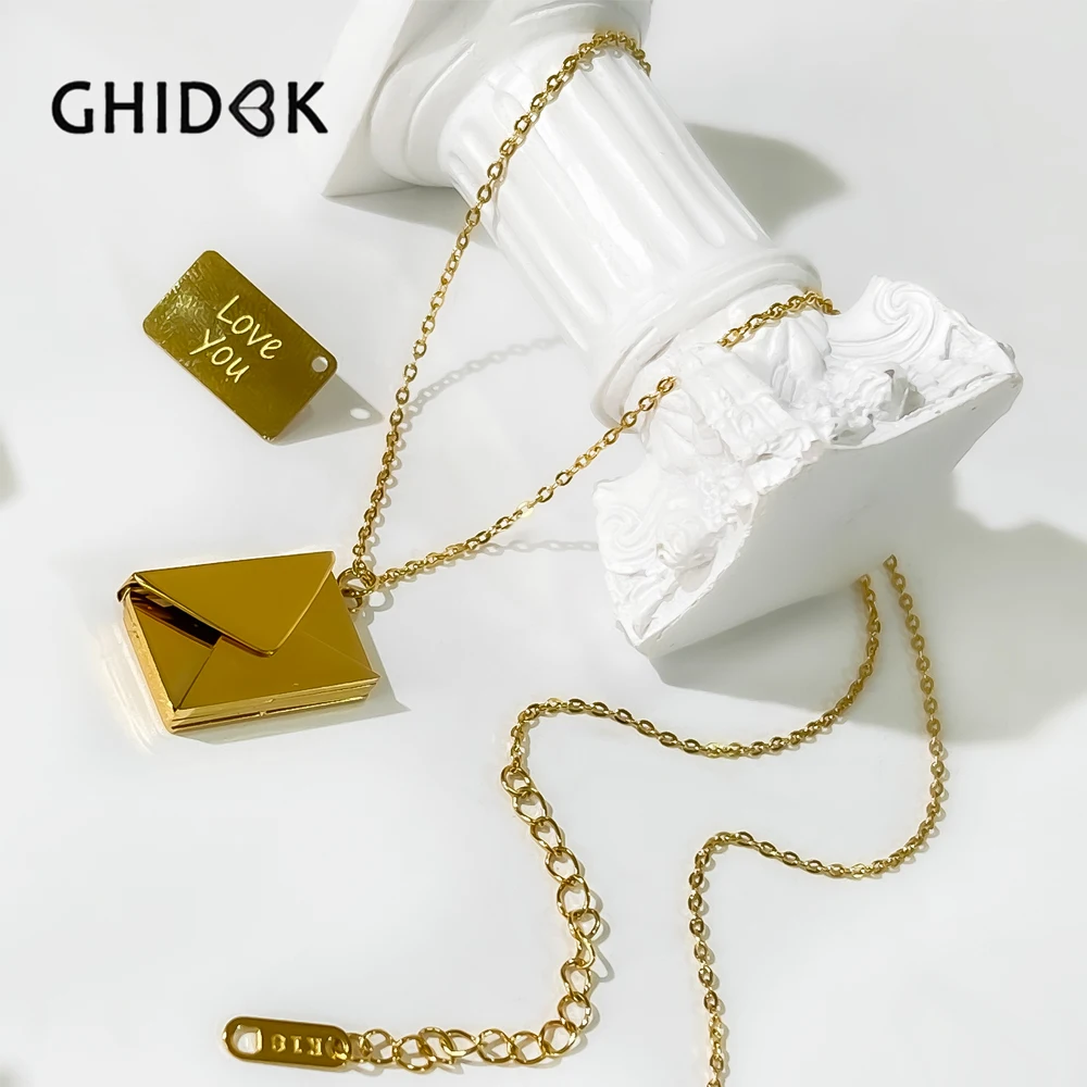 

Новинка, квадратное открытое женское ожерелье GHIDBK с надписью Love You, золотой цвет, не выцветает, подарок на день Святого Валентина, День матери