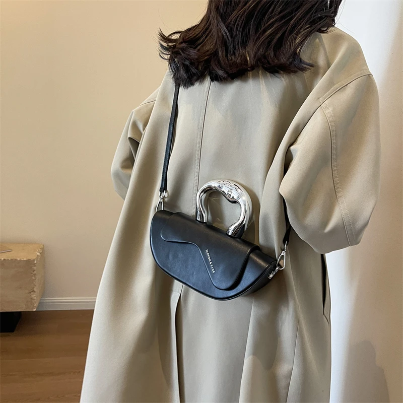 Klein Blue Crossbody Bags For Women Luxury Designer Saddle Bag High Quality Pu Leather Handbag Lady Bag Silver Short Handle Tote