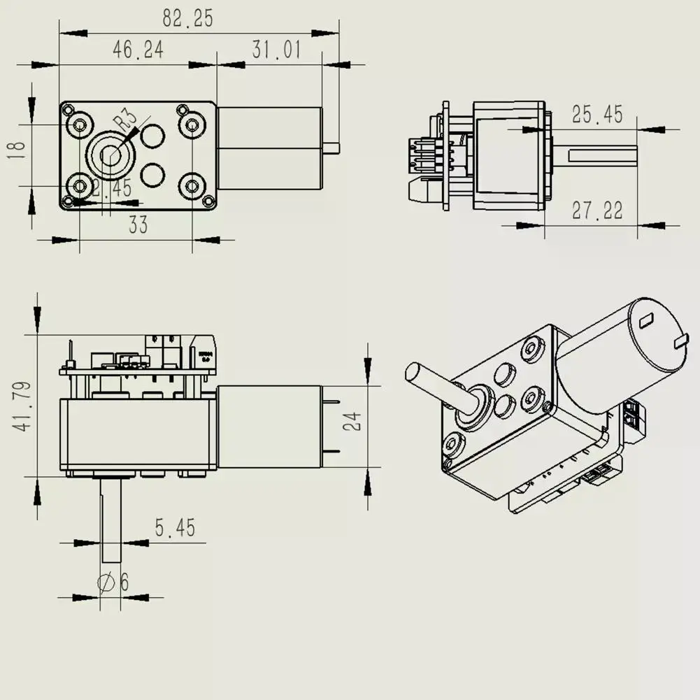 ASMC-LQB 60kg.cm Servo Magnetic Encoder Worm Gear 360 Degree Reduction Power Off Self-locking Servo for Robot Arm Valve Control