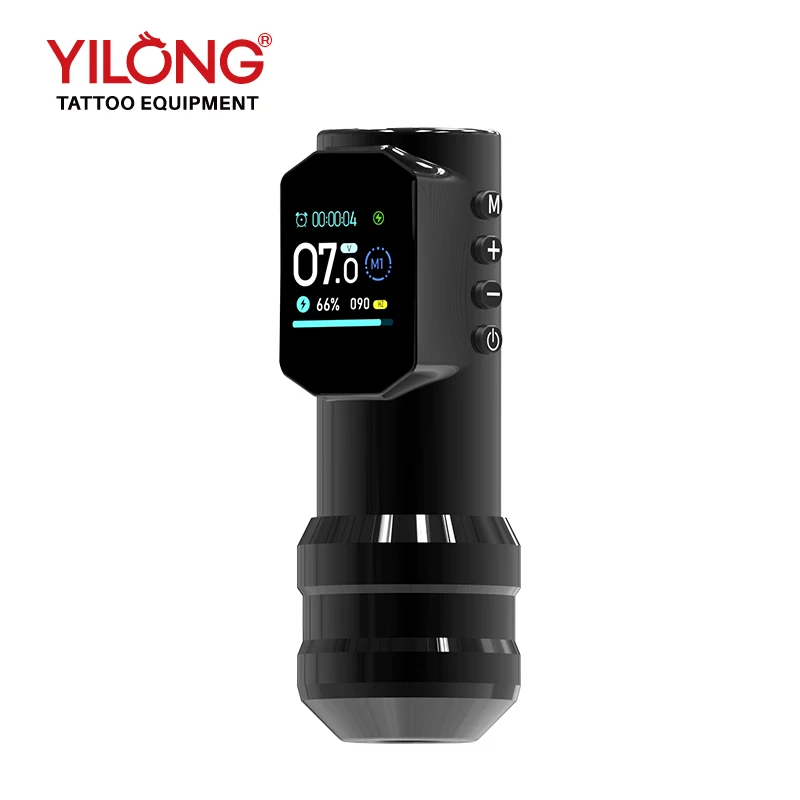 Groot kleurenscherm digitaal display YILONG draadloze tattoo-pen Nieuwe permanente make-up tattoo-machine met 1500 MAH Power Tattoo Gun - afbeelding 1