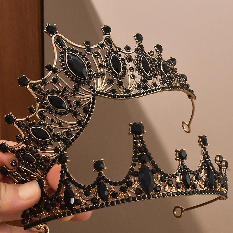 

2Pcs combination set bride Rhinestone Crown Headpiece Baroque Luxury Alloy Crown Party Princess Dress Accessories