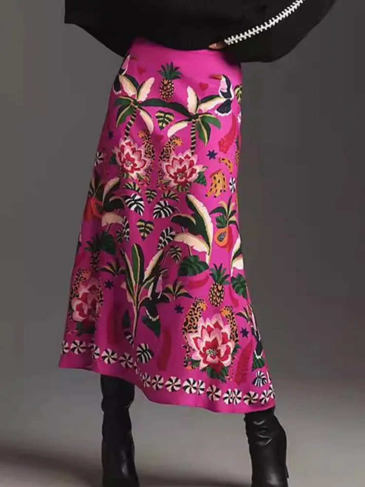 

Fashion Floral Print Skirt For Women Casual High Waist Long Skirts Lady Boho Vintage Holiday Streetwear Womens Clothing Spring
