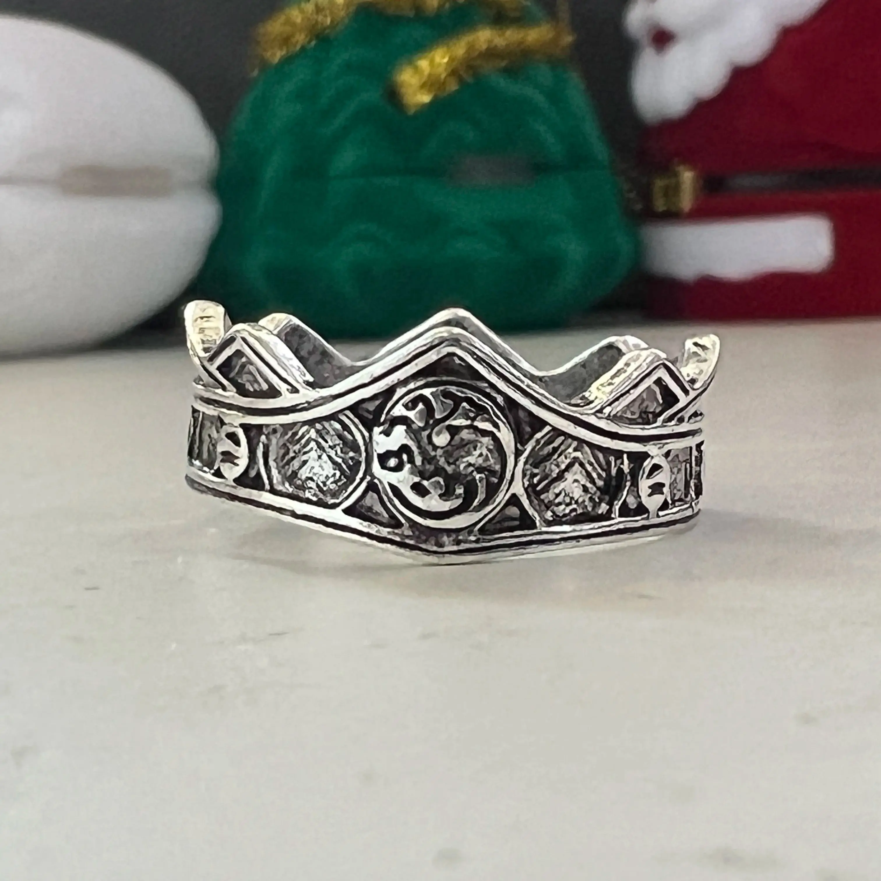 Cincin keluarga bentuk naga, cincin Gothic Retro bentuk naga, cincin perhiasan Cosplay, aksesori perlengkapan pesta