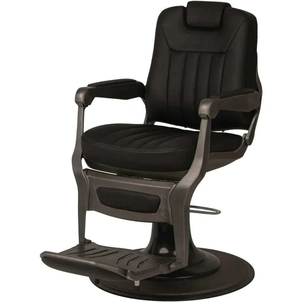 Barber Chairs.Professional Barber Chair for Professional Barbershops,Steel Frame, Brushed Metal Finish,Heavy Duty Hydraulic Base