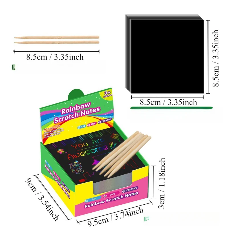 Skizzenbücher, grenzüberschreitendes, verpacktes Kratzpapier für Kinder, 100 Blatt, Puzzle-Spielzeug, bunte Graffiti-Kratzzeichnungen