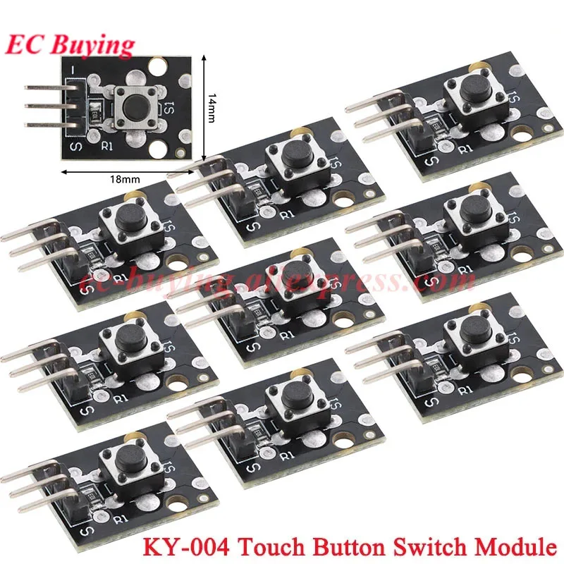 1Pc-20Pcs KY-004 3Pin Push Button Key Switch Control Sensor Module Tactile Micro Switch Expansion Board For Arduino Starter Kit