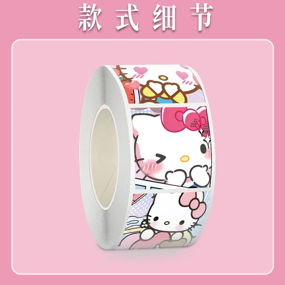 500pcs/롤 귀여운 Sanrio 헬로 키티 만화 씰링 스티커 DIY PVC 노트북 데칼 장식 Stiker 보상 선물 완구