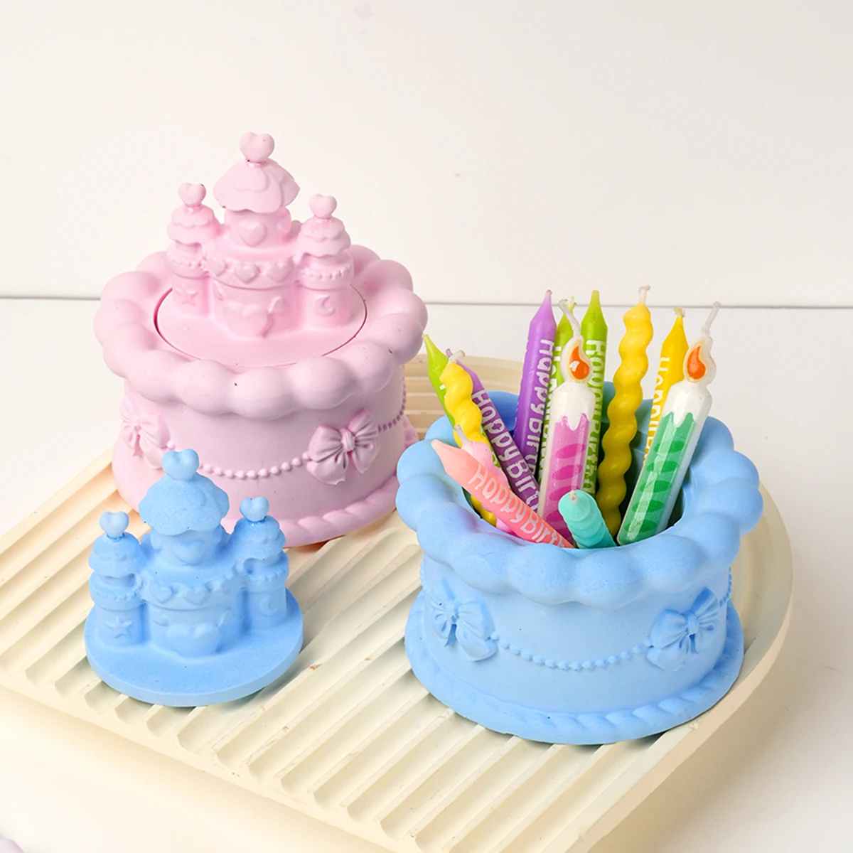 جرة كعك قلعة قالب سيليكون ، جرة شمع معطرة ذاتية الصنع ، أصيص زهور ، صندوق تخزين ، قالب حامل شموع ، مشغولات إسمنتية من الجبس ، ديكور منزلي