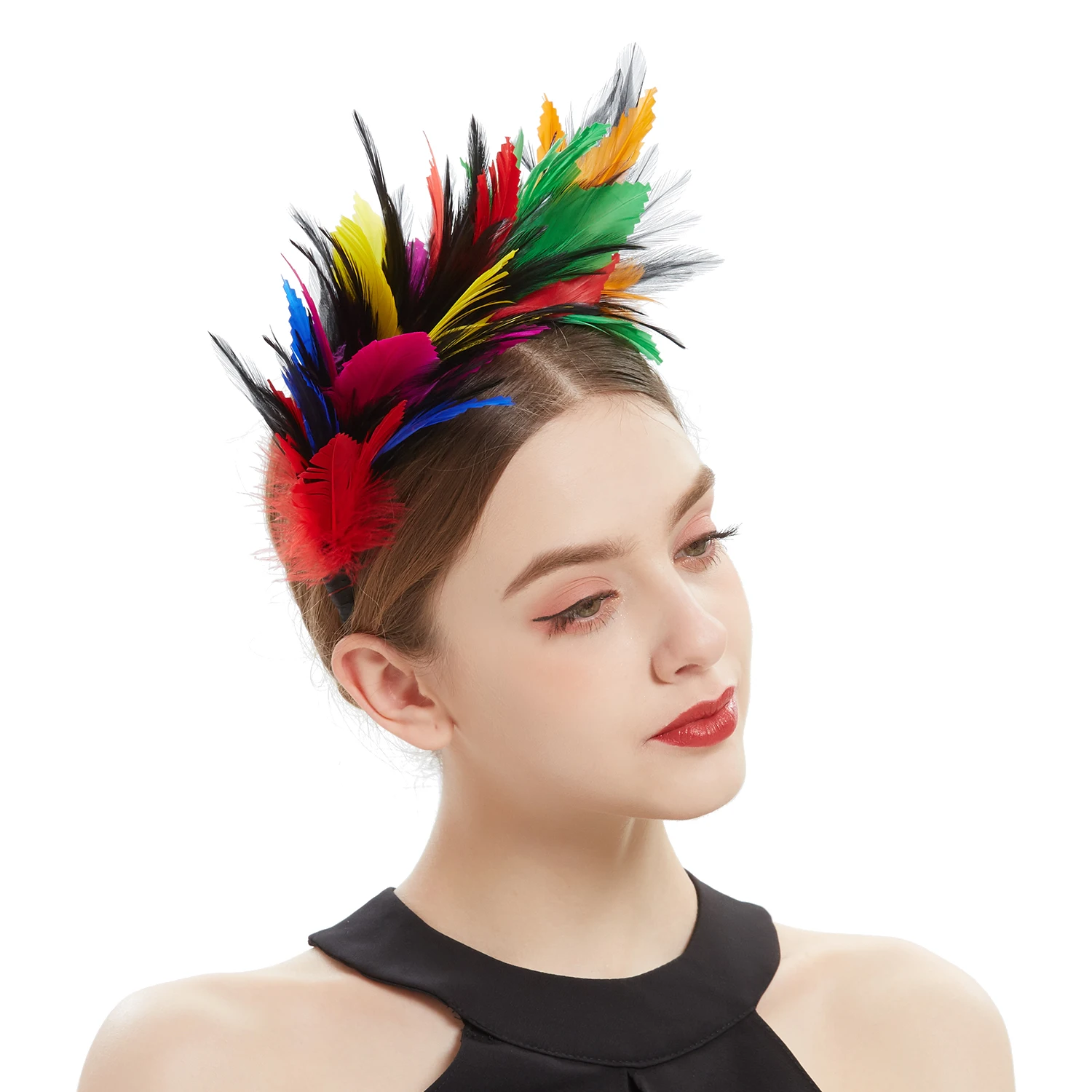 Festa acessórios para o cabelo pena cocar bandana fantasia headpieces fascinator multicolorido premium ornamentos de cabelo feminino