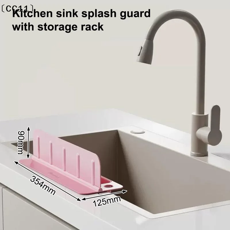 Silicone Sink Splash Guard With Waterproof And Splash-proof Design, Drain And Storage Tray For Dishwashing Kitchenware.〔CC11〕