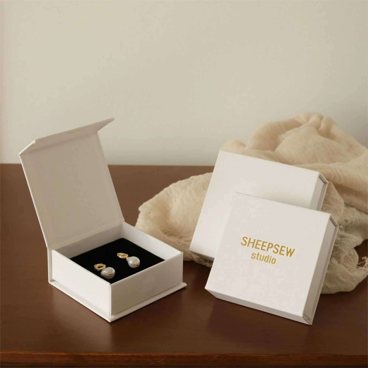 20PCS Flip Paper box personalized magnetic Magnet Paper Cardboard Earring Necklace Ring Packaging Gift Jewelry Box with Logo Pri - view 3
