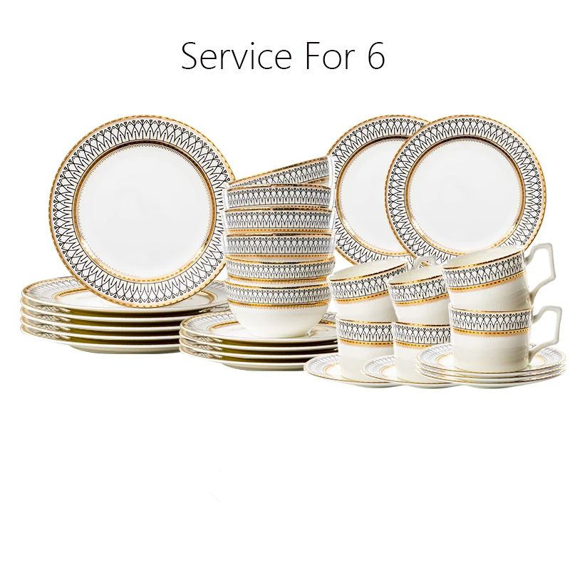 Nordic Fine Bone China Plates Set Dinner Serving Kitchen Dessert Plate Dish Tableware Porcelain Plate Bowl Dishware Service Set