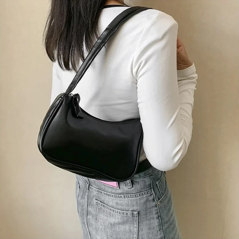 

Candy Color Underarm Bag Womens Niche Trendy Commuter Shoulder Purse Simple PU Leather Handbag Casual Fashion Crossbody Bag