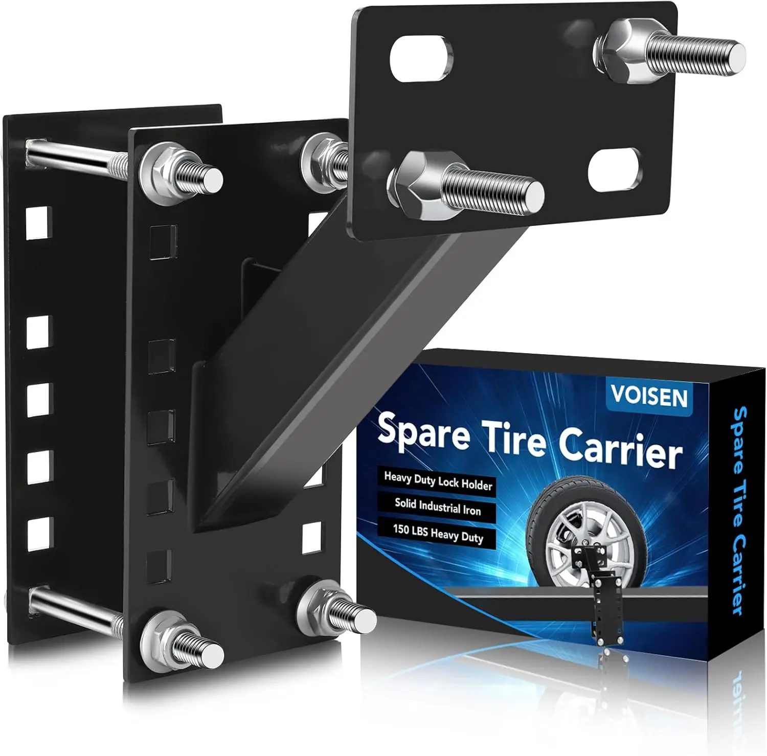 Universal Trailer Spare Tire Carrier Mount for 4-6 Lug Wheels, Fits 4" to 5.5" Bolt Patterns, Holds Up to 150 Lbs