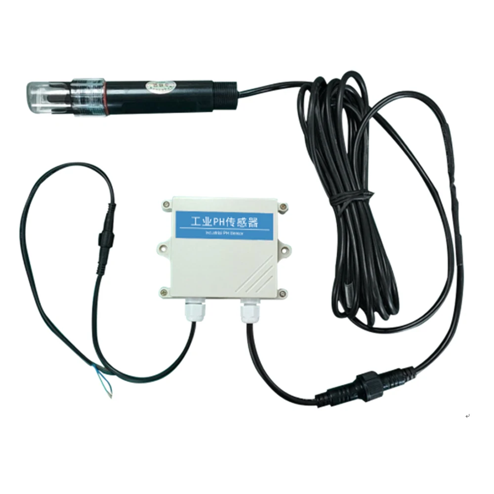 Industrial 5M Line Length PH Meter Water Quality Tester Sensor Temperature Compensation PH Transmitter RS485 0-2V 4-20MA Output