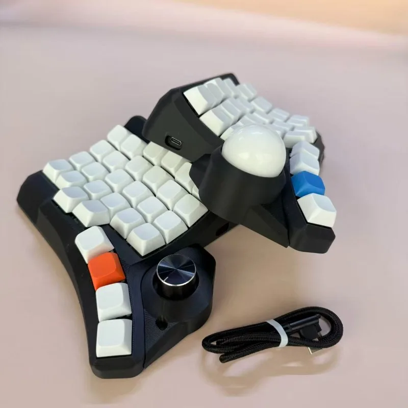 HPD v2 Theme Механическая клавиатура с изогнутым дизайном Проводная горячая замена QMK Трекбол Эргономичные аксессуары для набора текста для офиса/игр