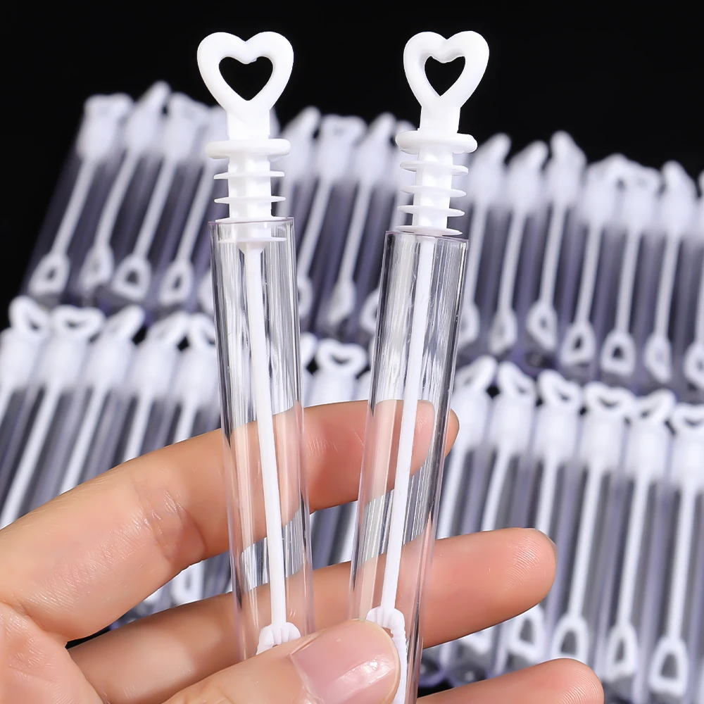 10/100Pcs Mini Heart Bubble Wand Tubes Empty Wedding Love Bubble Bottles Birthday Party Decor Baby Shower Favors Kids Toys Gifts