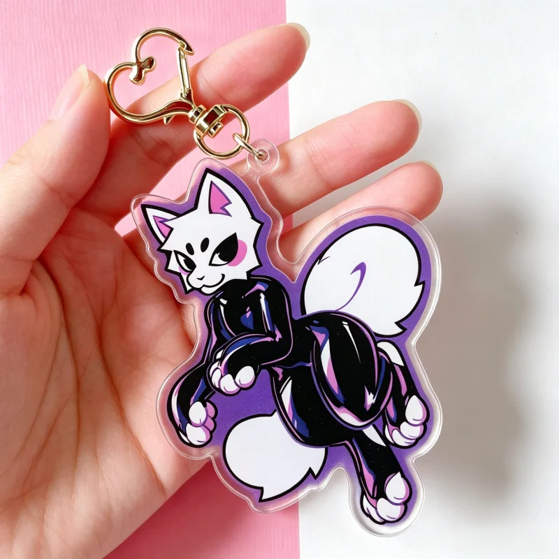 Latex Kitty Anthro Furry Acryl - Retro Gaming Keychain review and price