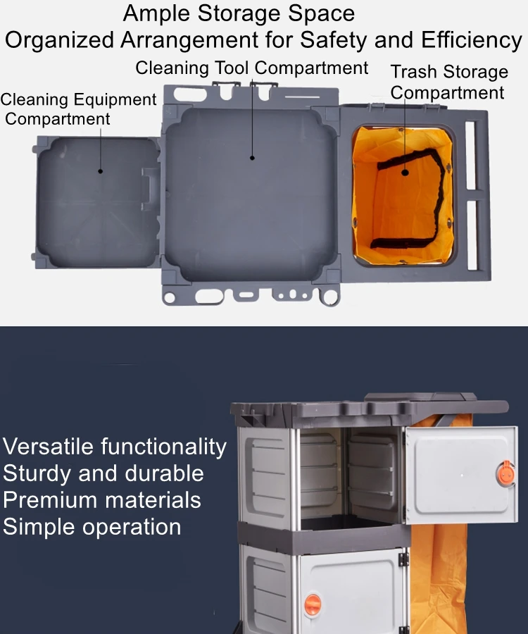 عربة تنظيف متعددة الوظائف للفنادق، وإدارة الممتلكات، وعربة تنظيف فعالة عالية السعة للسوبر ماركت