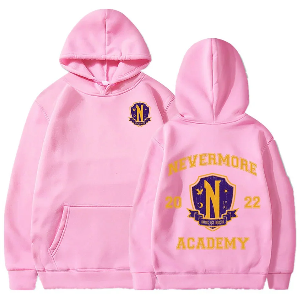 سويت شيرت نسائي بغطاء للرأس بأكمام طويلة من Nevermore Academy سلسلة جديدة 2025 ملابس عصرية غير رسمية