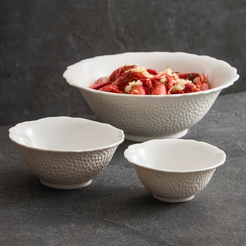 Pattern Dinner Plate Ceramic Solid Color Tableware Soup Basin Salad Bowls Restaurant Simple Sushi Steak Plate Snack Dessert Tray