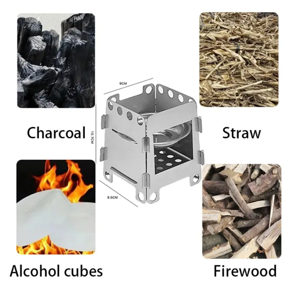 Camping Furnace Wood Stove Alcohol Stove Stainless Steel Portable Camping Stove Outdoor Stove Camping Equipment Cooking Hiking view 2