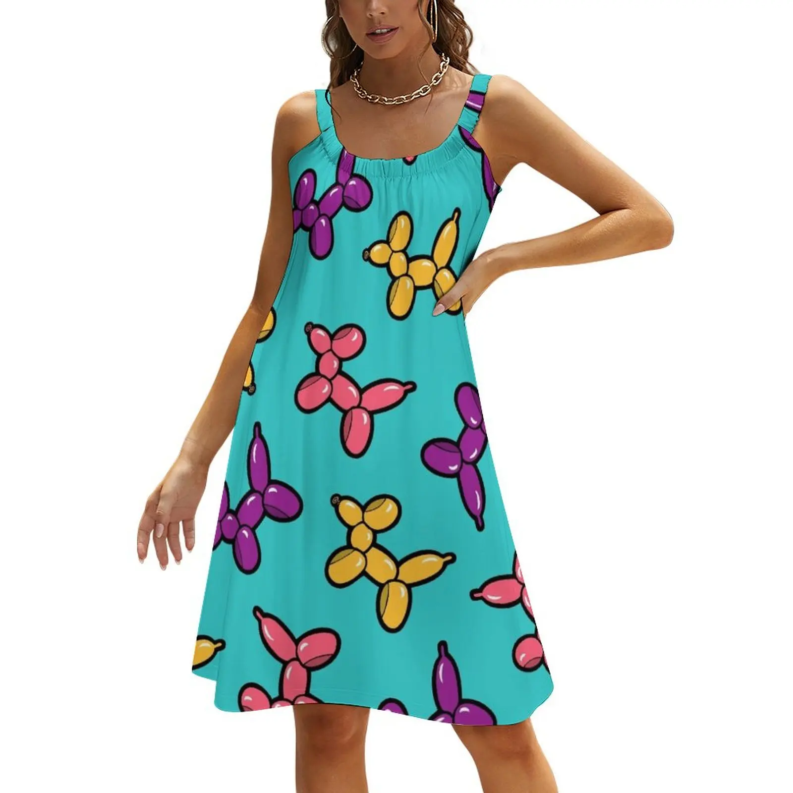 

Balloon Animal Dogs Pattern in Blue Beach Sling Skirt dress korean style summer dress womens 2024 Cocktail of dresses
