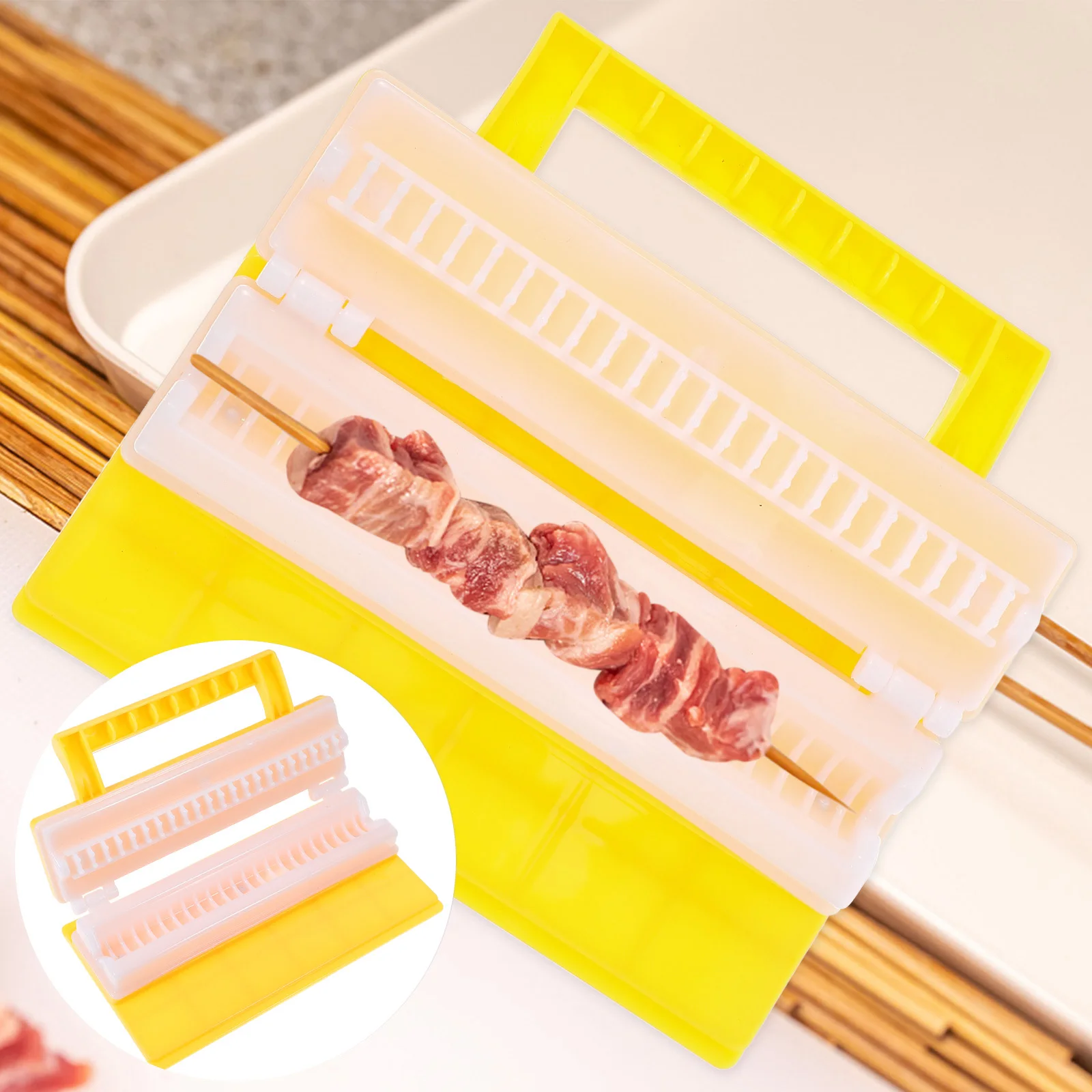 

Single-Row Meat Skewer Device Professional Bbq Tool Handheld Maker for Barbecue Picnic Kitchen Gadget Meat Skewer