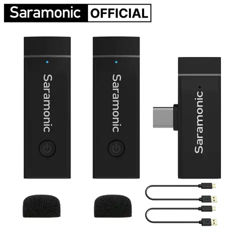 Saramonic BlinkGo U2 micrófono de solapa Lavalier inalámbrico de doble canal para Android PC ordenador dispositivos USB-C grabación en Streaming