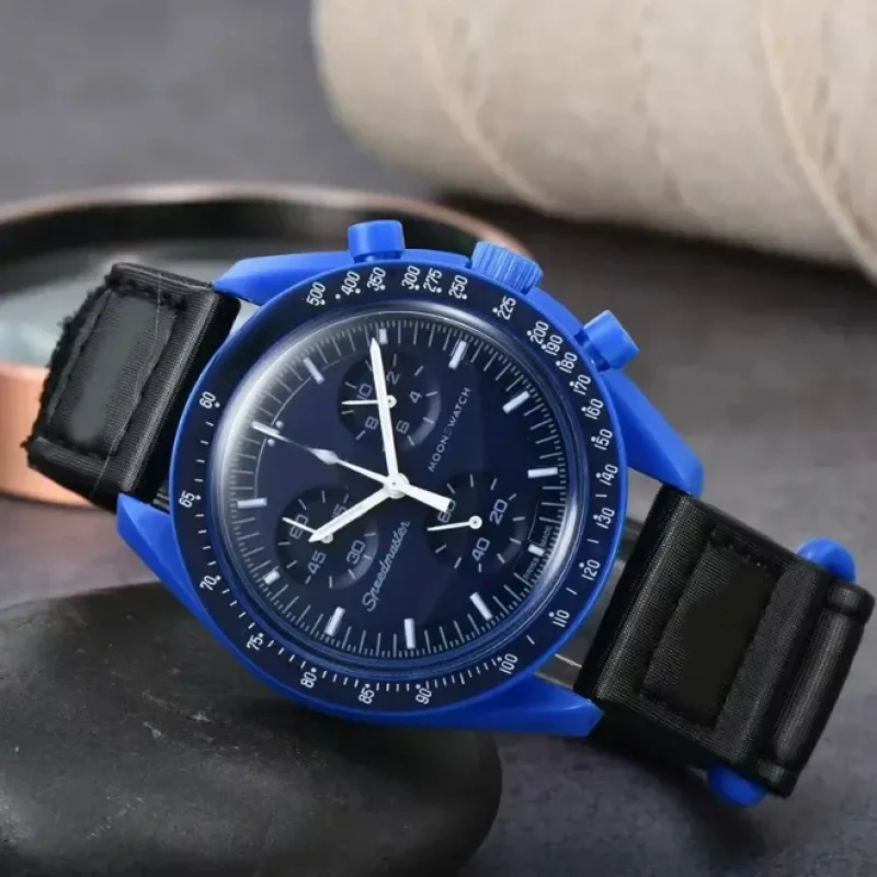 أحدث ساعة كرونوغراف كوارتز للجنسين لعام 2025 - قرص جالاكسي سماوي 6 عقارب تصميم ميركوري القمر #3